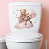 Fun-m120 Мультфильм Медведь Открытый Самолет Туалет Наклейки Ванная Комната Украшения Наклейки На Стены Самоклеящиеся