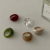 Acetate Resin Ring Wide Curved Band Vintage Minimalist Normcore Statement Index Finger Zircon for Women