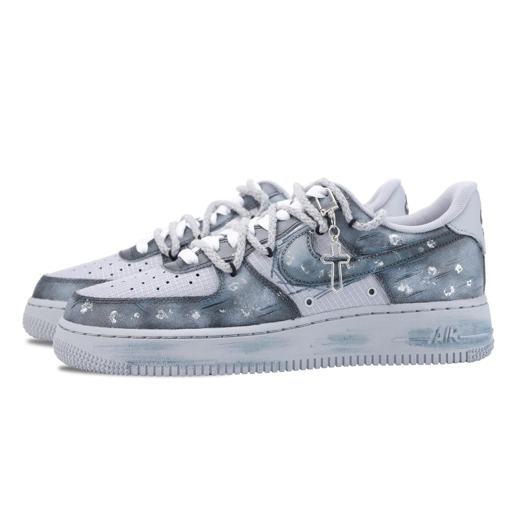 Nike Air Force 1 Gray City Memories Abrasion Resistant Slip Resistant Low top Skateboard Shoes Men's Gray Blue IR0952-002(Team626-)