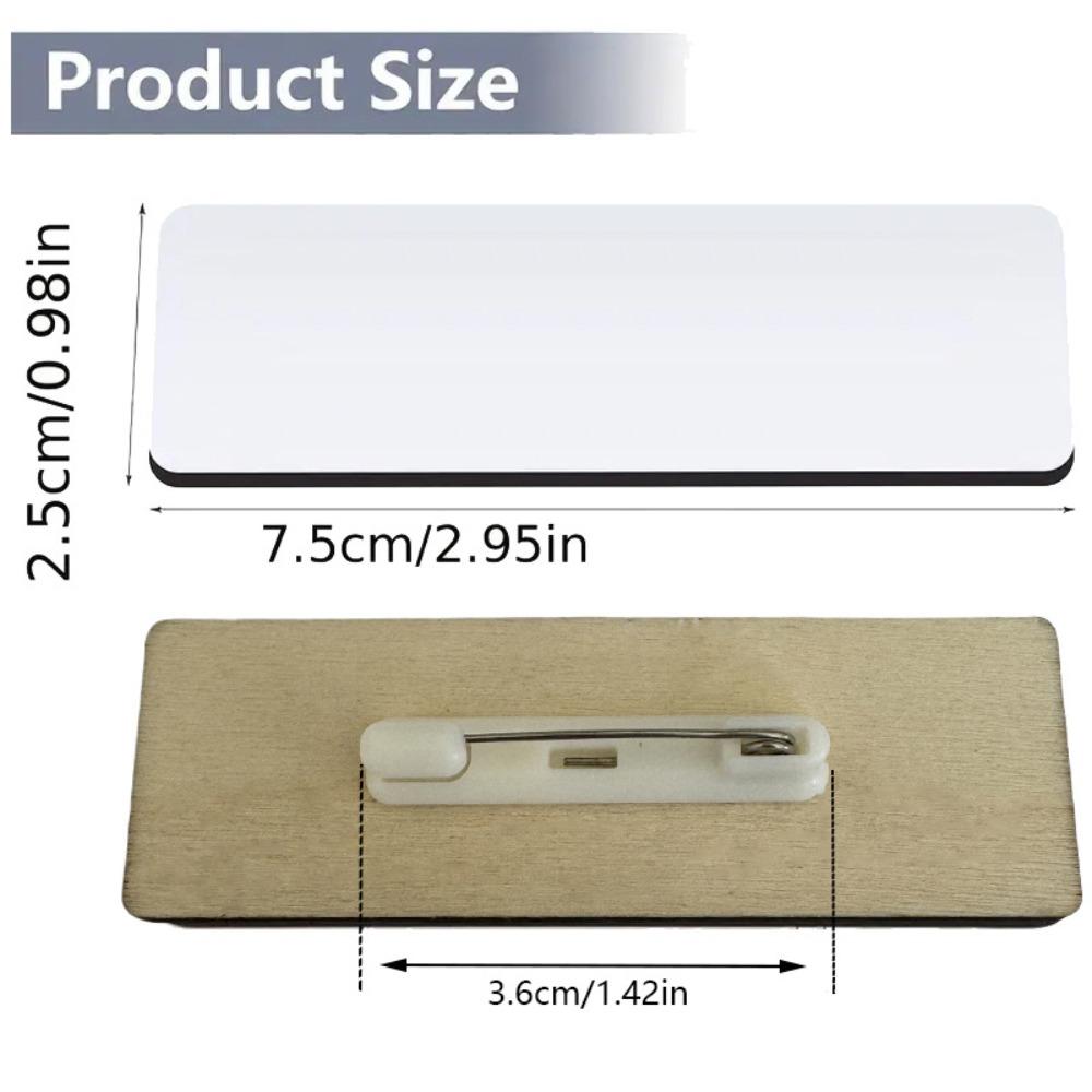 10 шт./компл. Булавки Пустая деревянная брошь DIY Сублимационная бирка с именем Простой идентификатор имени для офиса