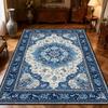 Новый Классический Ковер Декор Спальня Прикроватная Моющийся Короткий Бархатный Коврик Уличный Балкон Складной Мягкий Напольный Коврик Синий Белый