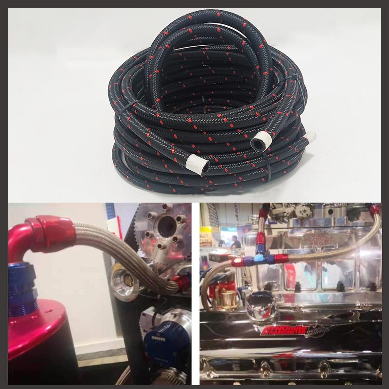 Fuel Hose Oil Gas Line 1M AN4 AN6 AN8 AN10 AN12 AN16 AN20 Cooler Hose Line Pipe Tube Nylon Stainless Steel Braided CPE Rubber
