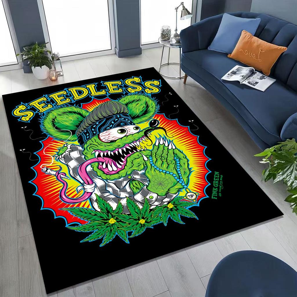 3D Бунтарский RAT FINK Автомобили Знак Мультяшный Ковер для Спальни Гостиной Дивана Дома Декор Приветственный Коврик, Большой Детский Игровой Нескользящий Напольный Коврик
