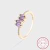 Delicate Baguette Amethyst Couple S925 Silver Rings for Women Sterling Silver Valentine Gift Jewelry Sterling Silver Jewelry