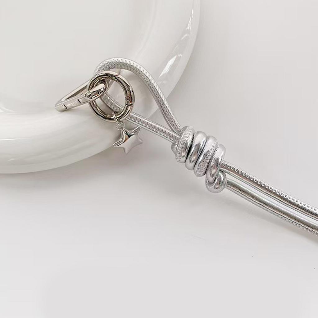 Stylish Star Knot Keychain Pendant With Durable Braided Rope And Premium PU Leather For Car Keys Bag Accessories