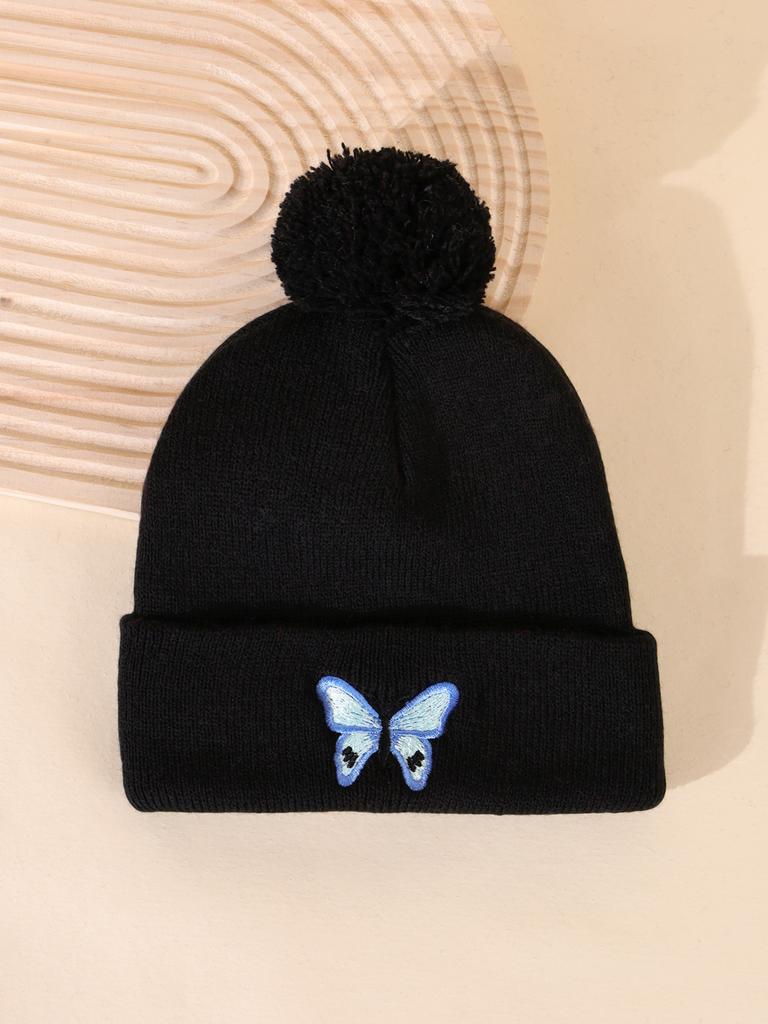 In Autumn And Winter, Butterfly-Printed Knitted Caps, Pullovers, And Hot-Selling Wool Caps For Traveling And Keeping Warm