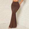 Fishtail Skirt High Waist Ruched Women Skirt Solid Color Design Slimming Effect Long Skirt Commuting Streetwear