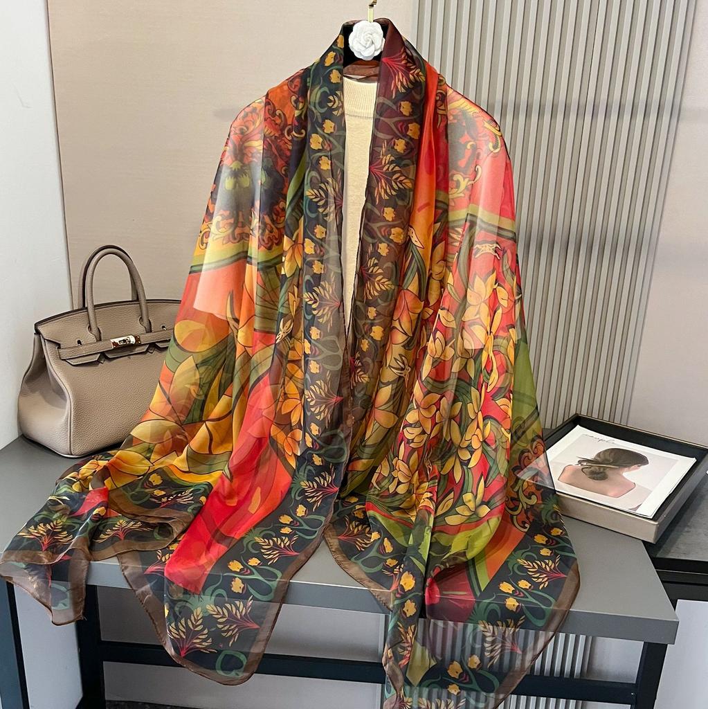 Шелковый шарф Модный дизайн Шейный Фуляр Женская Повязка на голову Роскошный Хиджаб Женский Теплый Пашмина Шарфы Эшарп Шаль Большая Накидка