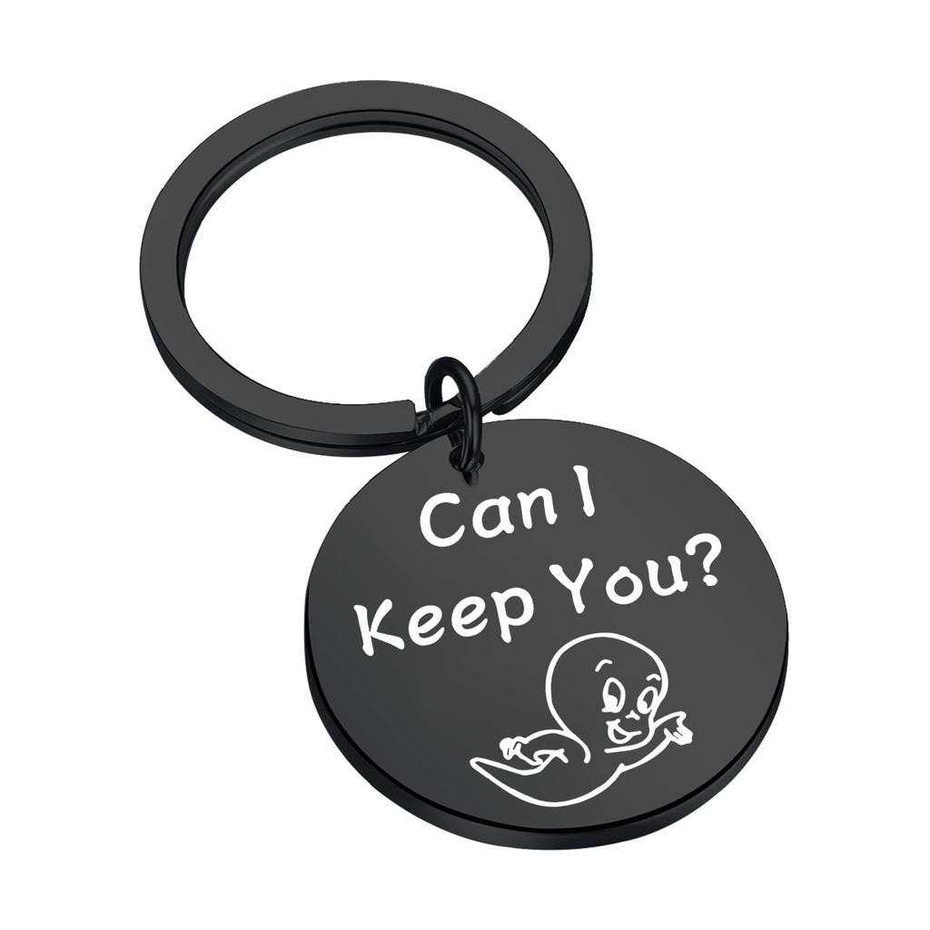 Halloween Ghost Stainless Steel Keychain Can I Keep You Design Cute Cartoon Style Practical Party Backpack Pendant