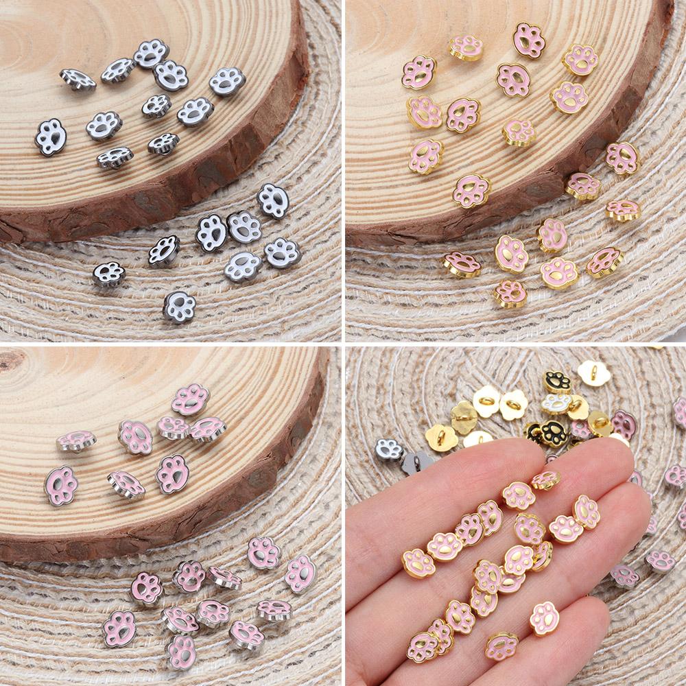 20pcs 8mm Cat Paw Pattern Craft Mini Buttons Clothing Sewing Buckle DIY Doll Clothes Metal Buckles