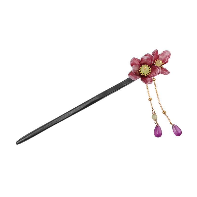 Elegant Wooden Chinese Tassel Hairpin for Hanfu | Women's Ancient Costume Hair Bun Accessory & Styling Ornament Gift.
