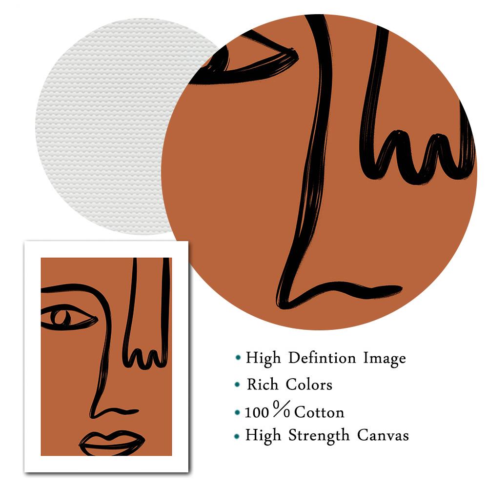 Абстрактные линии лица Галерея искусства Постер Бежевый Черный Холст Картина Модные Бохо Картины Декор Стены Комнаты Интерьер Украшения Дома