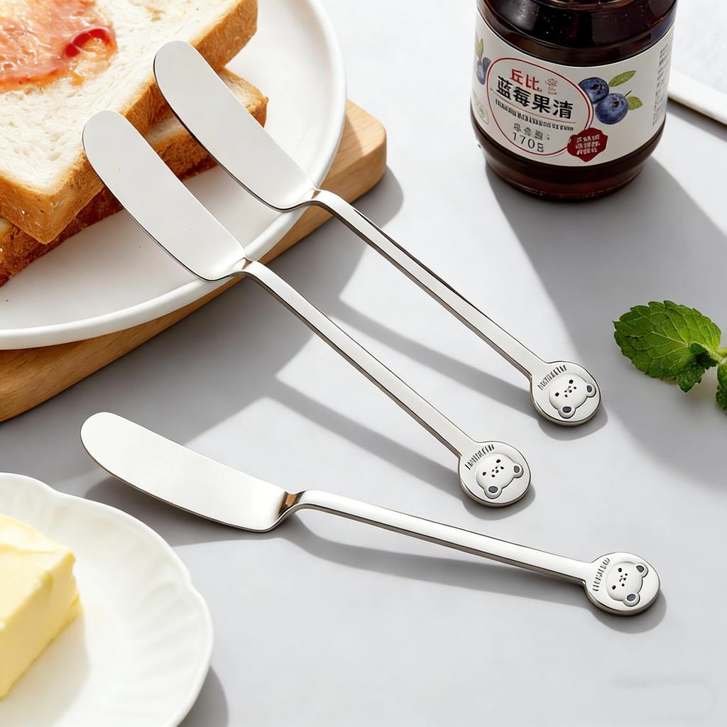 1/2PCS 316 Stainless Steel Butter Knife Cute Long Handle Bread Jam Knife Cream Spreader Cheese Cutter Tableware Kitchen Gadget