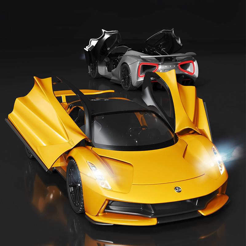 1/32 Lotus Evija Supercar Alloy Muscle Car Model Sound and Light Pull Back Children's Toy Collectibles Birthday Gift