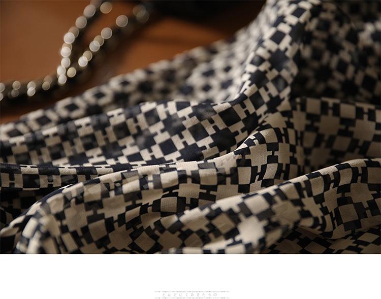 Stylish Slim Paper Print Half Turtleneck Heavy Georgette Silk Shirt