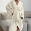 2025 Spring/Summer Lace-up Pure Cotton Breathable Women's Bathrobe - Casual, Comfortable Home Wear