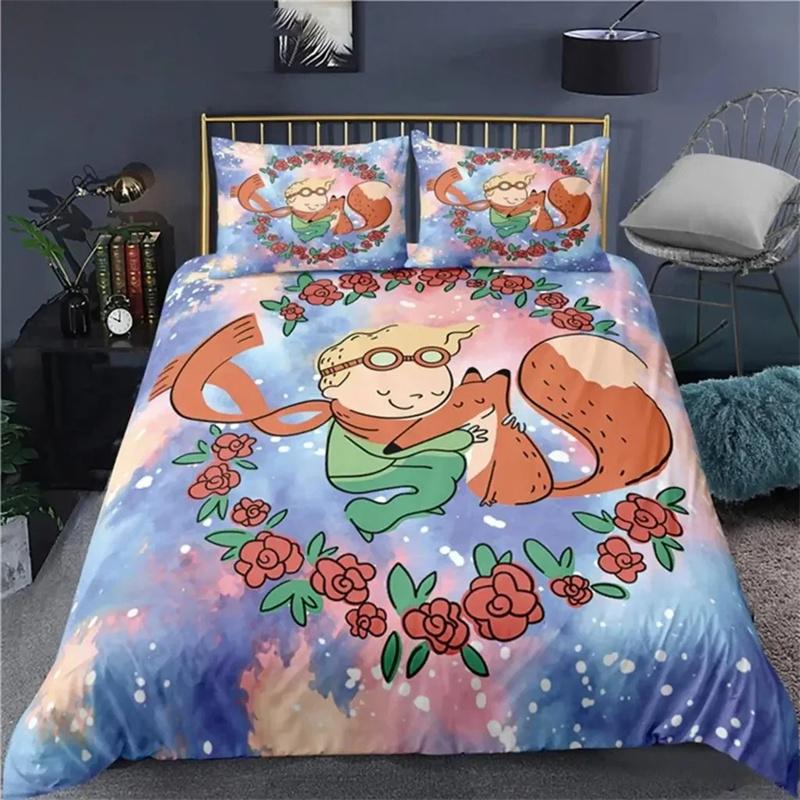 Аниме Маленький принц Le Petit Prince Комплект постельного белья для мальчиков и девочек Twin Queen Size Пододеяльник Наволочка Кровать для детей и взрослых