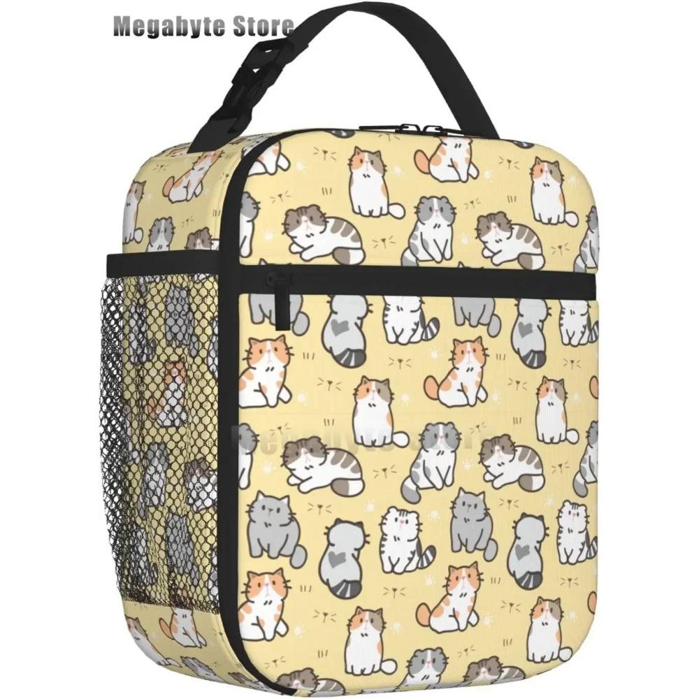 Черный кот ланч-бокс смешной кот ланч-бокс для детей подростков девочек женщин взрослых холодильник изолированный цветочный ланч-бокс для школы работы путешествий
