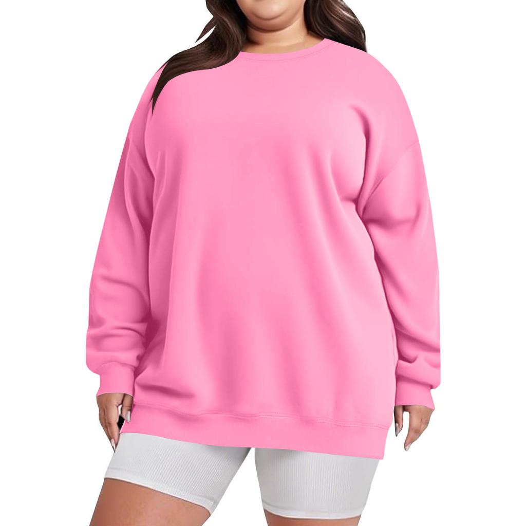 Толстовка большого размера для женщин, оверсайз, с круглым вырезом, с длинным рукавом, пуловер