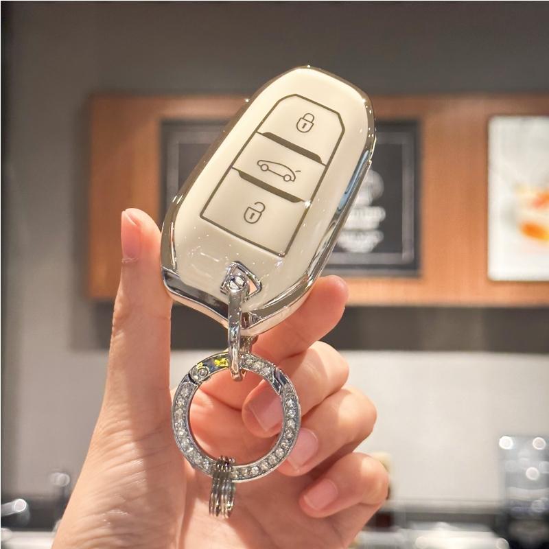 Чехол-брелок с блестящим ремешком для ключей для Peugeot 2008 3008 5008 308 508 для Opel Grandland X Mokka Corsa Insignia