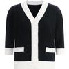 Shop   Women S Cotton Color Block 5 Point Sleeve Button Y Open Short Sleeve Knit