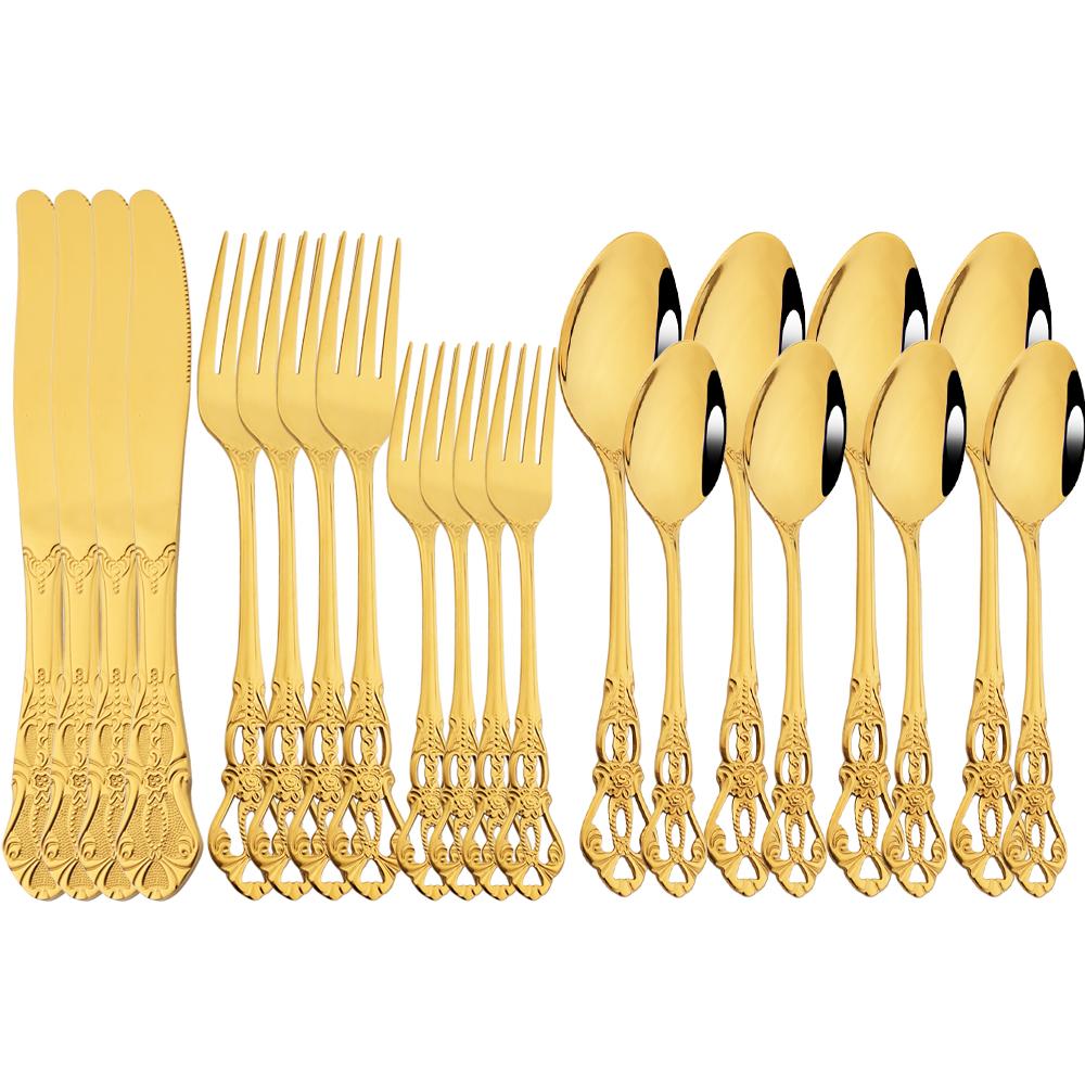 20 шт. синий набор посуды, столовая посуда из нержавеющей стали, нож, вилка, ложки, набор столовых приборов, ужин, кухня, набор столовых приборов, десерт