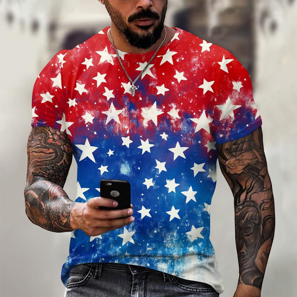 Летняя мужская популярная футболка с круглым вырезом и коротким рукавом с принтом