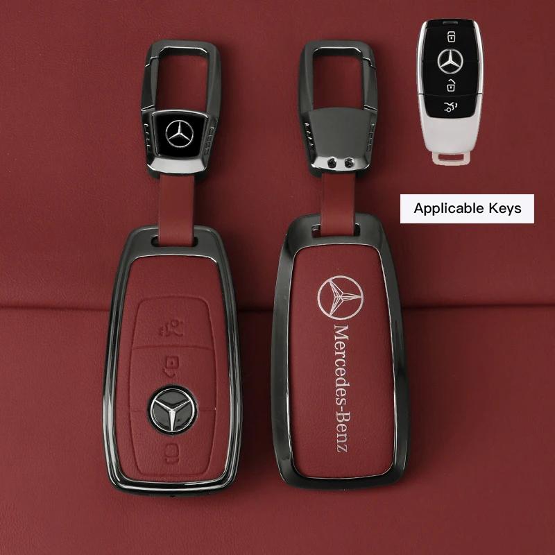 FIQ4 Hot 2025 Leather Car Key Full Case Protection Cover Shell Holder For Mercedes Benz AMG W204 W205 W203 W210 W211 W212 W124 W126 W