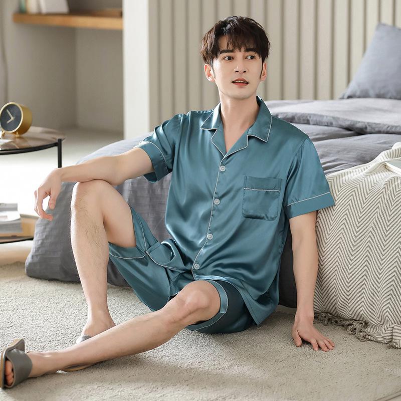 Хань Ятун Шелковый Комплект Пижам для Пары: Осенний кардиган с длинным рукавом для дома