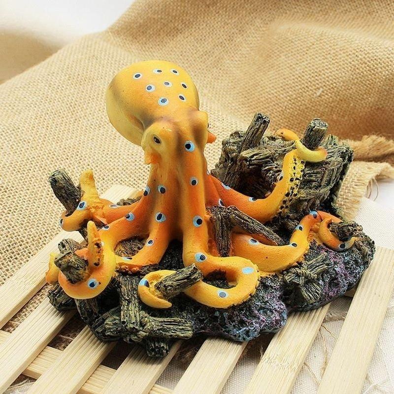 Украшения для аквариума, фигурки животных, осьминог, изделия из смолы, ландшафтный дизайн для аквариума, домашний декор
