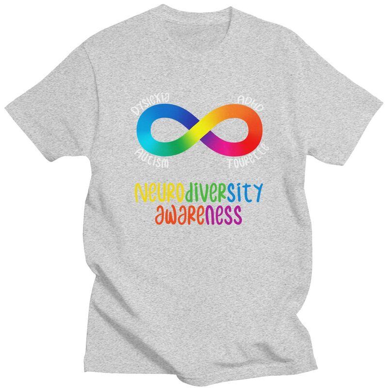 Male Neurodiversity Awareness ADHD Autism Dyslexia Tourette T Shirts Short Sleeve Cotton TShirt Casual Loose Oversized Clothes