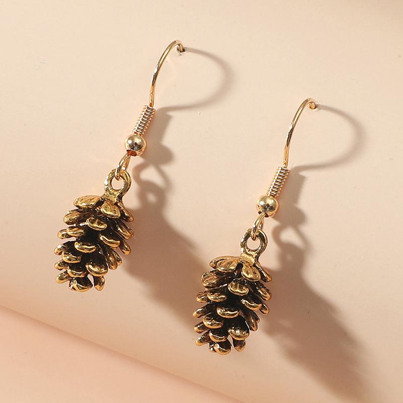 Простые винтажные серьги, ожерелье для женщин, образец кедрового ореха, серьги-гвоздики в виде шишки, ожерелье, ювелирные изделия