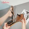 Aphixta Wedges Sandals Women Rhinestones Female Flip Flops Summer Modis Leather Crystal Slippers Ladies Babouche Bling Shoes
