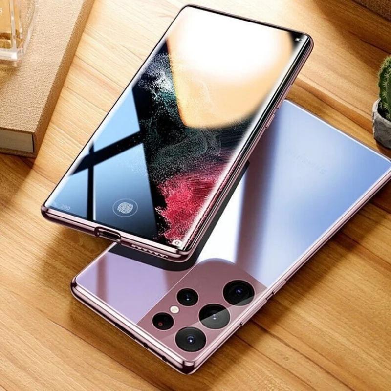 Магнитный Чехол-Защита Объектива Камеры Для Samsung S26 Ultra S26Edge S26+ Металлическая Рамка Бампер Закаленное Стекло