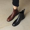 Fashion 2025 New Autumn Genuine Leather Women Boots Round Toe Chunky Heel Boots for Women Concise Ankle Boots Winter Boots Chelsea Boots