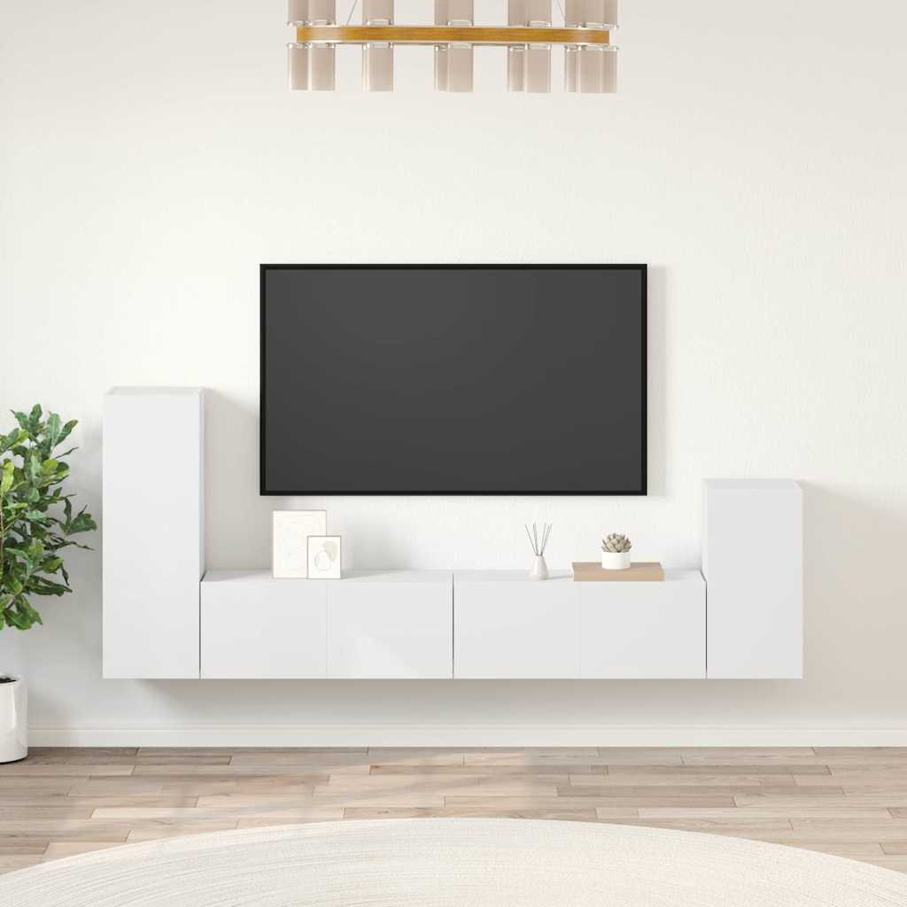 vidaXL 4-tlg. TV-Schrank-Set Weiß Holzwerkstoff