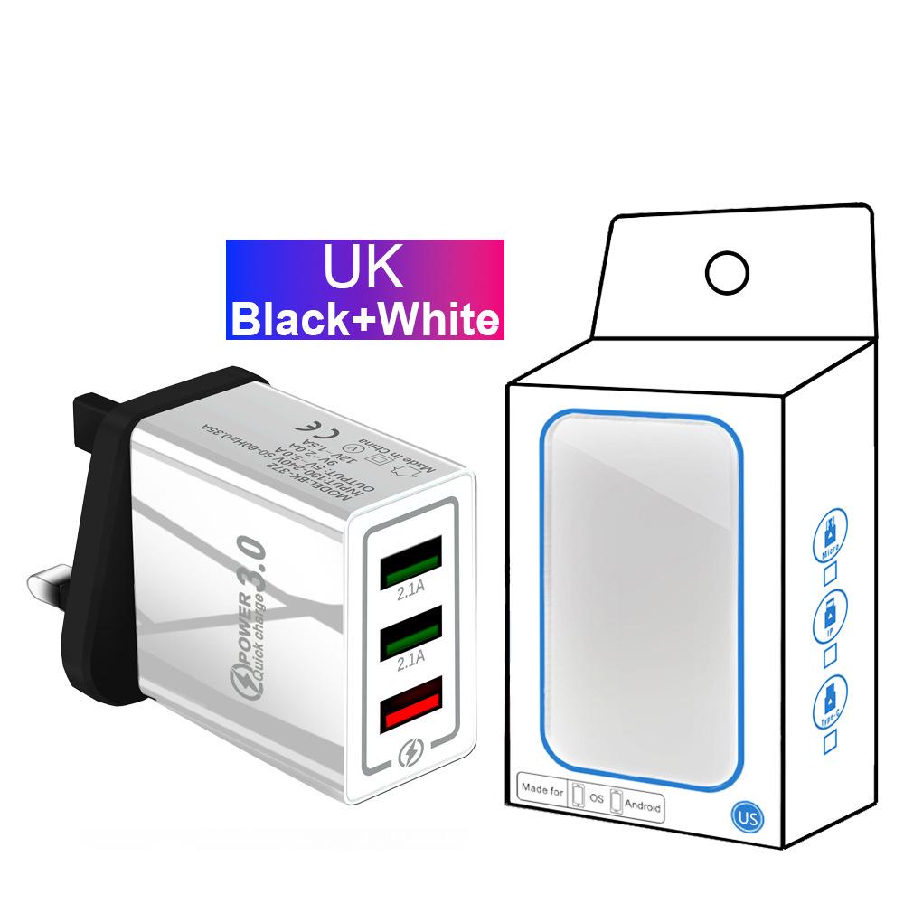 QC3.0 Multi-Port Travel Charger: 3 USB, Fast Charge 5V/9V/12V, 2.4A, US/EU Specs