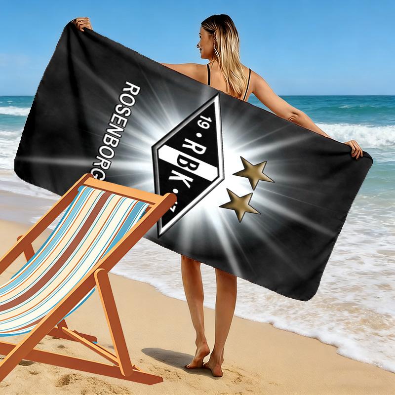 Пляжное полотенце с принтом Rosenborg Ballklub, Большое, Мягкое, Быстросохнущее, для Пляжа, Кемпинга, Плавания