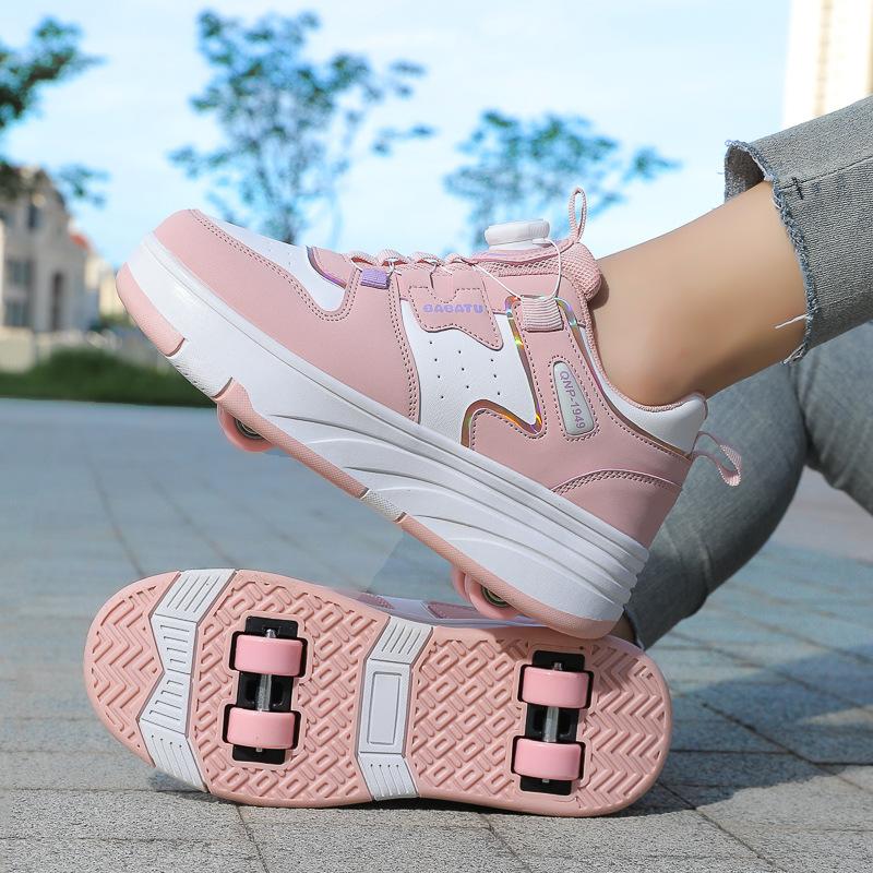 4 Wheel Skating Shoes Speed Roller Skate Children's Deformation Roller Skating Shoes Sports Wheel Shoes Dual-use Racing Sneaker