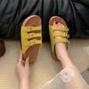 Yellow Platform Slippers Women Wear One Word Summer 2025 New Flat-bottomed Beach Cool Slippers with Skirts