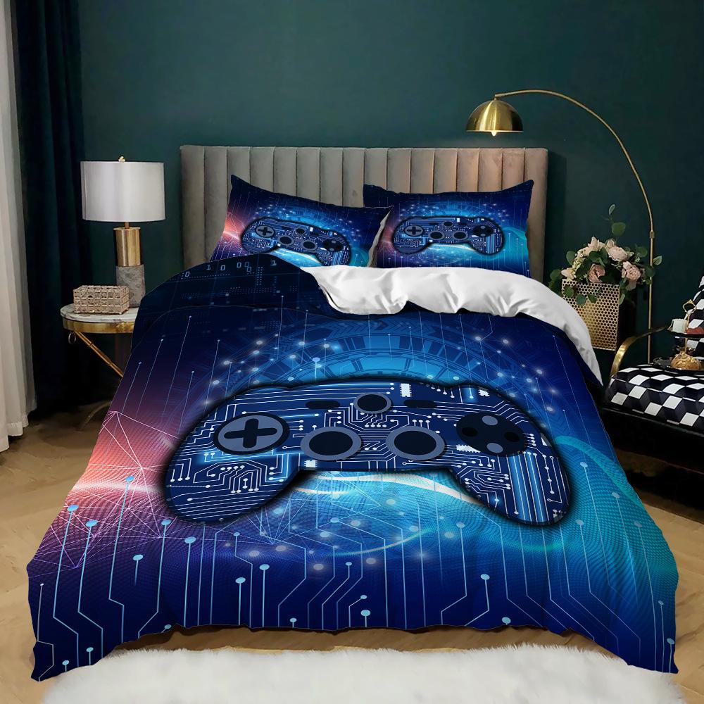 Gamepad Kit 3D Digital Printing Quilt Cover E-Sports Boy Bedding Three-Piece Set