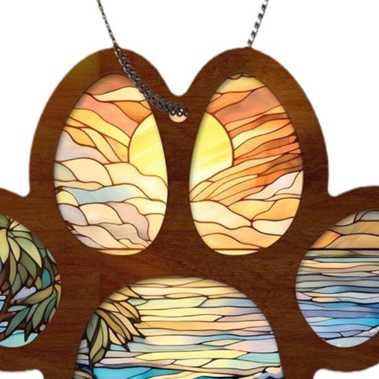 Pet Memorial Suncatcher Hanging Decoration Dog Cat Paw Car Rearview Mirror Hanging Ornament Loss of