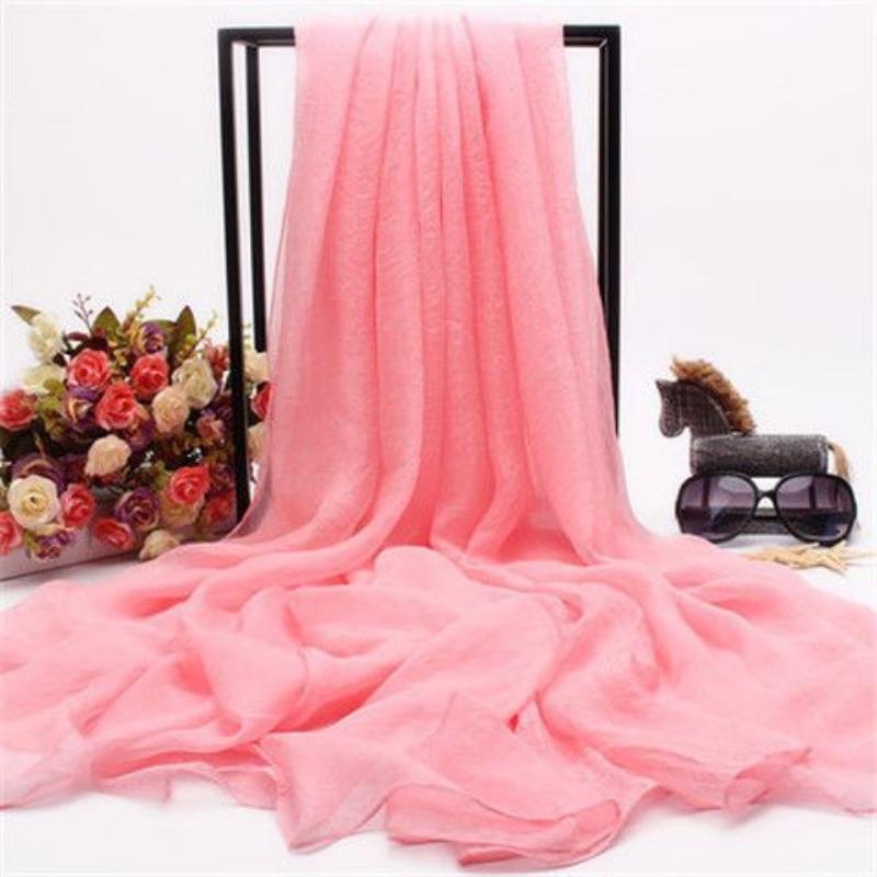 Elegant Red Chiffon Scarf for Women, Infinite Summer Scarf with Tassels