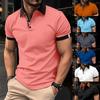 Summer Men's Casual Polo Shirt Lapel Fashion Color Matching T-shirt Business Casual Shirt Office Commuter Sports Top S-XXXL