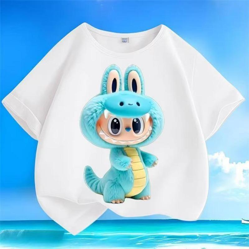 Labubu Cartoon 3d Printed Kids T Shirts Funny Boy Girls Short-Sleeved Top Casual Trend Child Clothing