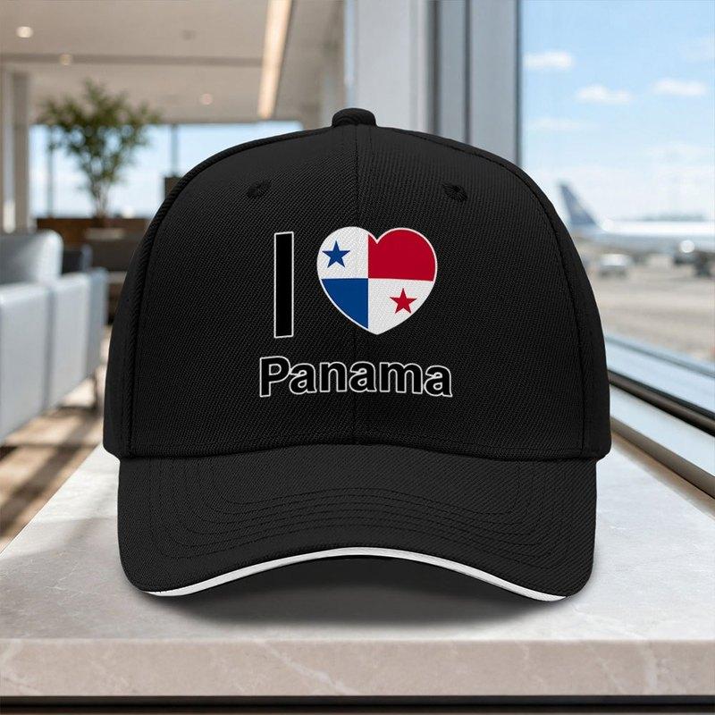 Panama Flag Heart Adjustable Baseball Cap Lightweight Unisex Printed Hat for Outdoor Weddings Parties