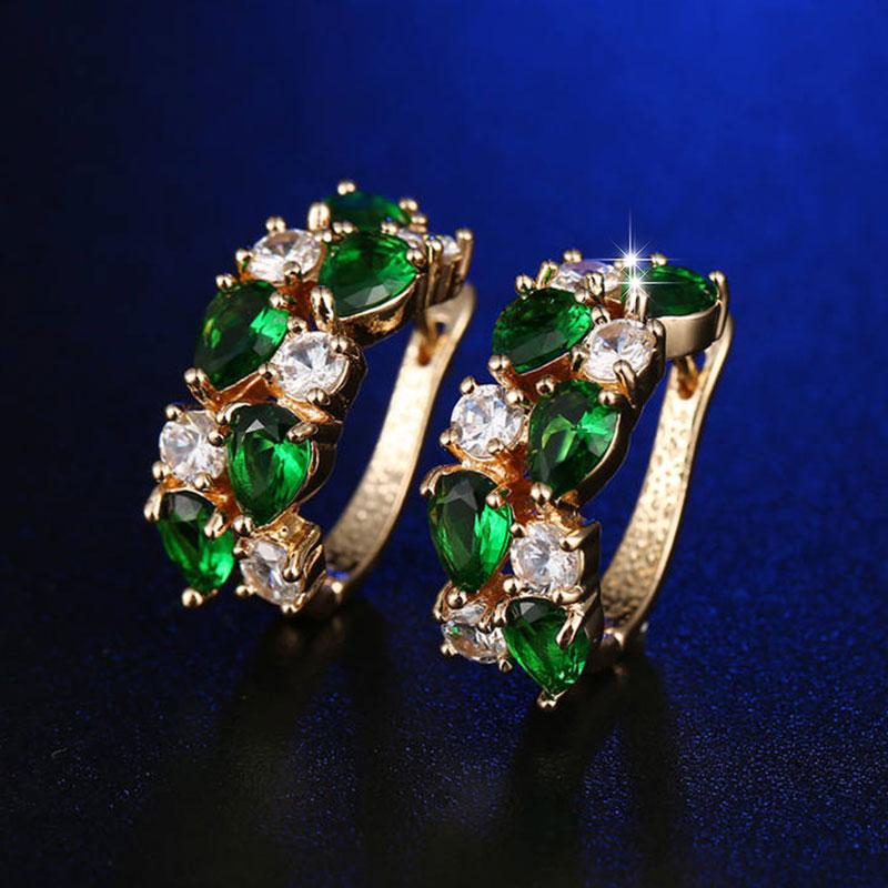 Серьги для женщин Ювелирные изделия Позолота 14K Pendientes Модные Круглые Кольца Прозрачная Мозаика Цирконий CZ Пусеты Серьга-гвоздик Ювелирное изделие