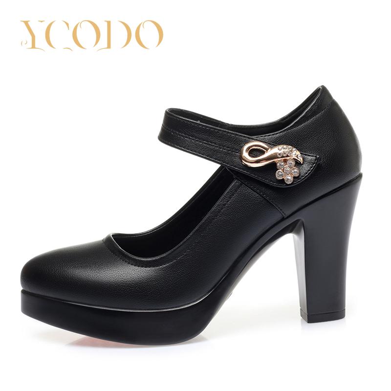 Удобные модельные туфли на высоком каблуке для студентов из натуральной кожи для женщин и девочек Мэри Джейн для девочек