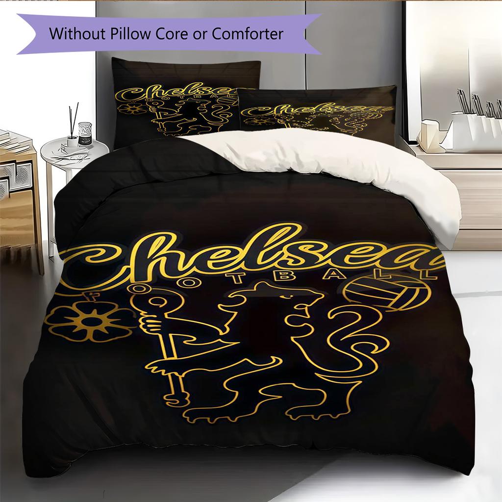 Chelsea FC football RugPattern Bedding Quilt Set Quilt Cover Pillowcase Home Decoration Birthday Gift (1 * duvet cover + 2 * pillowcase, without core)