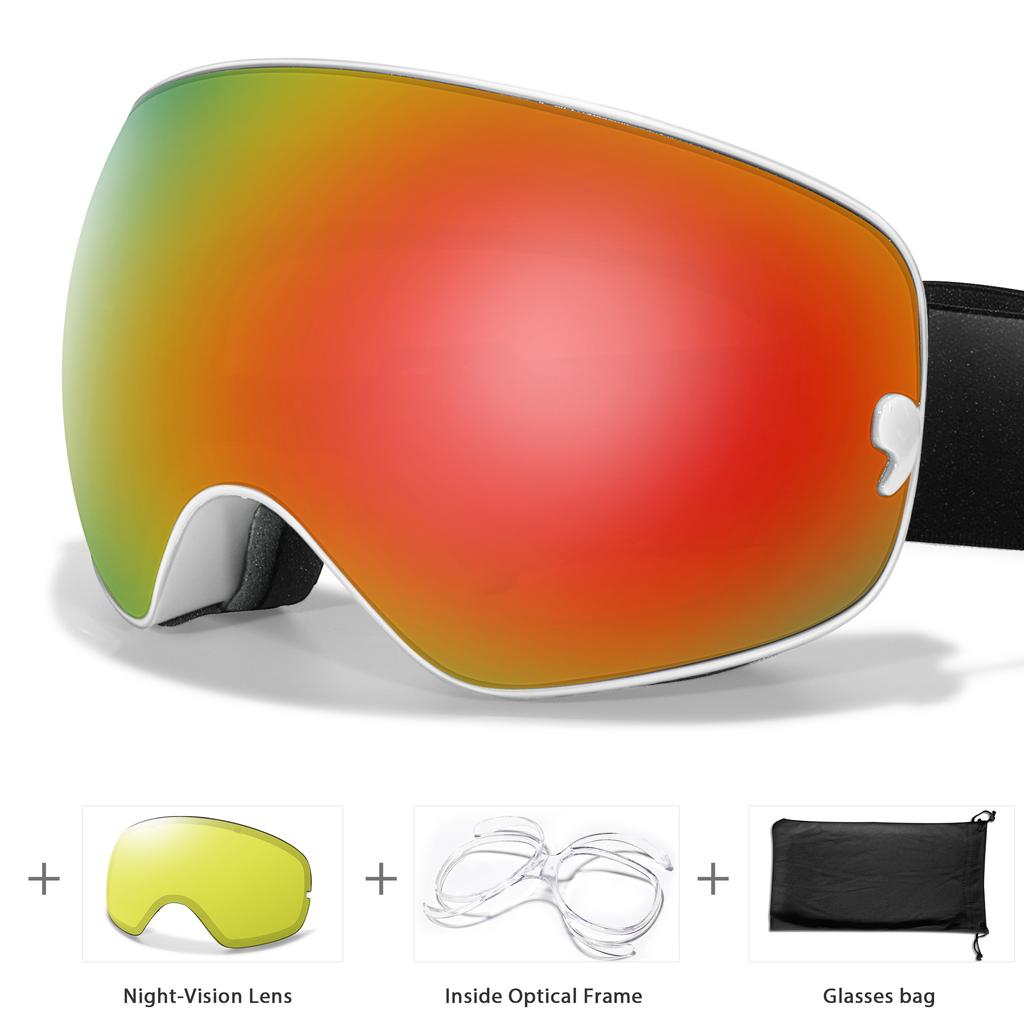 Классические горнолыжные очки, двухслойные, противотуманные, большие горнолыжные очки, UV400, маска для сноуборда, для мужчин и женщин, для зимних видов спорта, очки для сноуборда